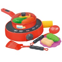 Preschool plastic modern mini kitchen induction cooker toys set with light and sounds cooking