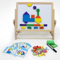 Educational Wooden Toys Easel Wooden Stand Drawing Board for Kids